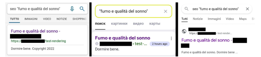 First wave SERP snippets from Google and Bing