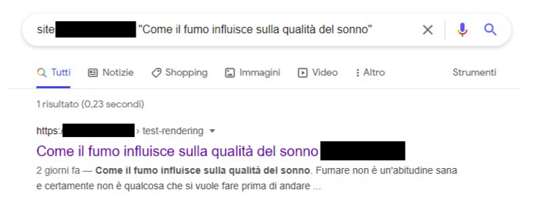 Google's updated SERP snippet showing the JS content