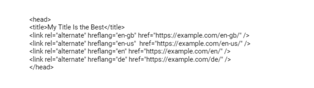 HTML head 안의 hreflang 태그 예시