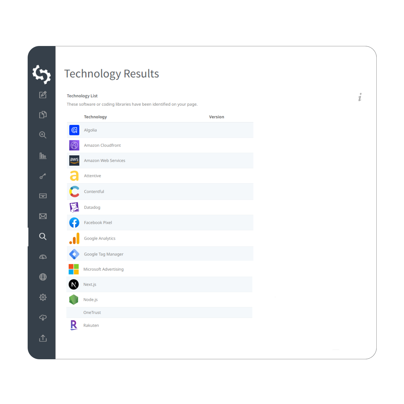 Tech stack detect